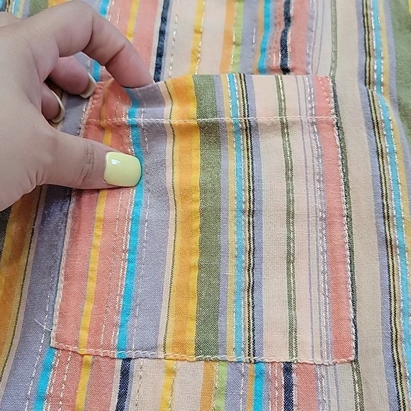 Pilcro Anthro Button Up Multi Striped Boyfriend Oversized Small Medium Festival - Picture 5 of 14